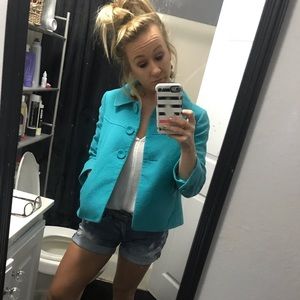 Ann Taylor blue blazer  with white specs